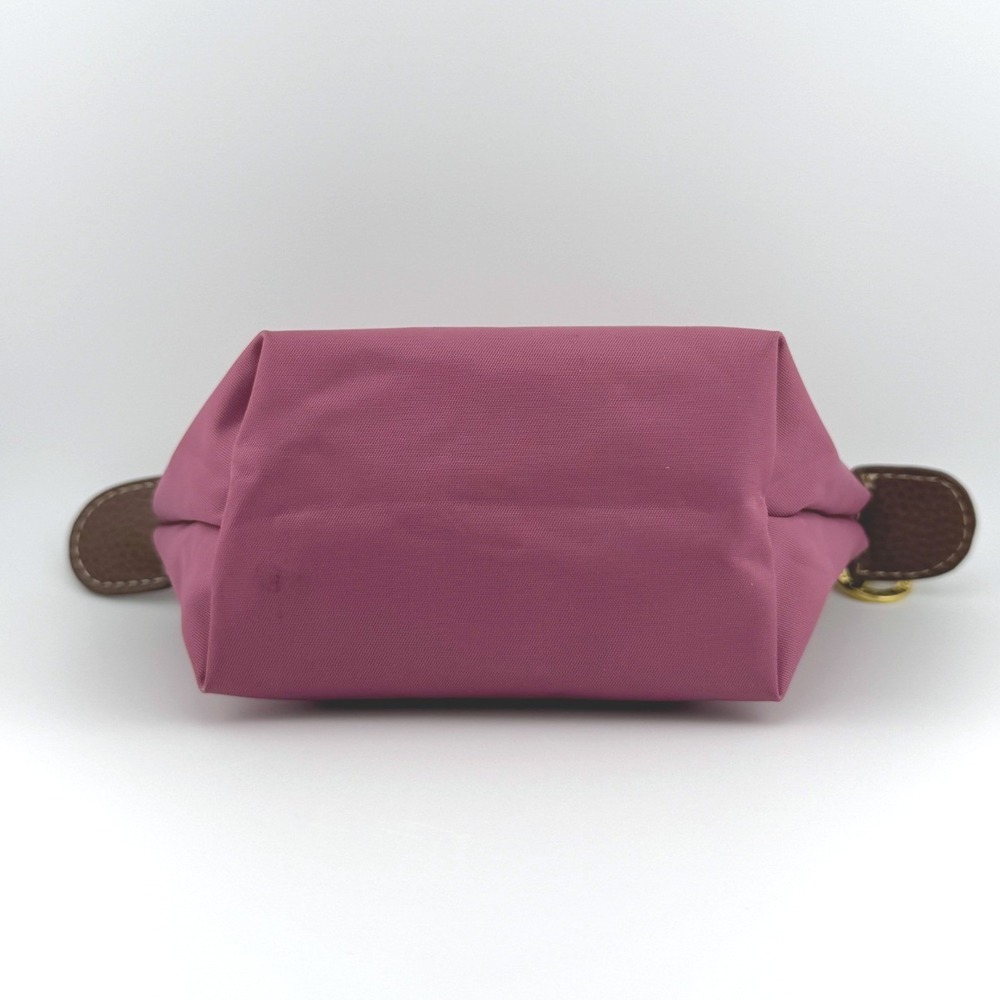 Longchamp Le Pliage Coin Purse Pink Mauve Nylon Leather Trim Zip Pouch Mini - Picture 5 of 11